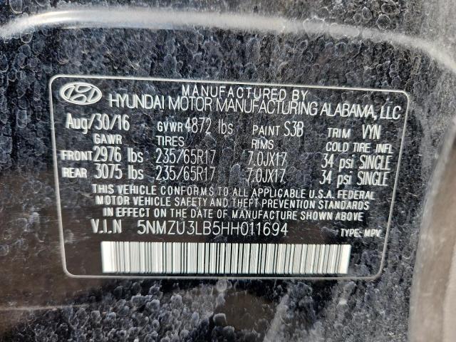 5NMZU3LB5HH011694 - 2017 HYUNDAI SANTA FE SPORT BLACK photo 13