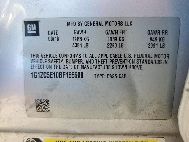 1G1ZC5E10BF186600 - 2011 CHEVROLET MALIBU 1LT 银色 照片 12