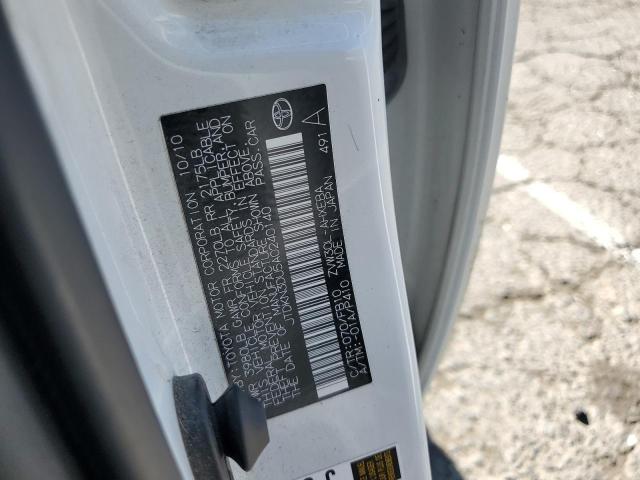 JTDKN3DU5A0240140 - 2010 TOYOTA PRIUS WHITE photo 12