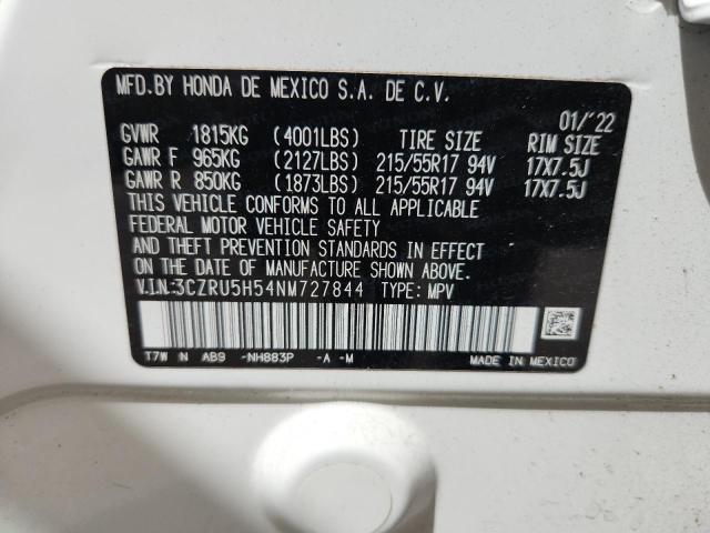 3CZRU5H54NM727844 - 2022 HONDA HR-V EX WHITE photo 12