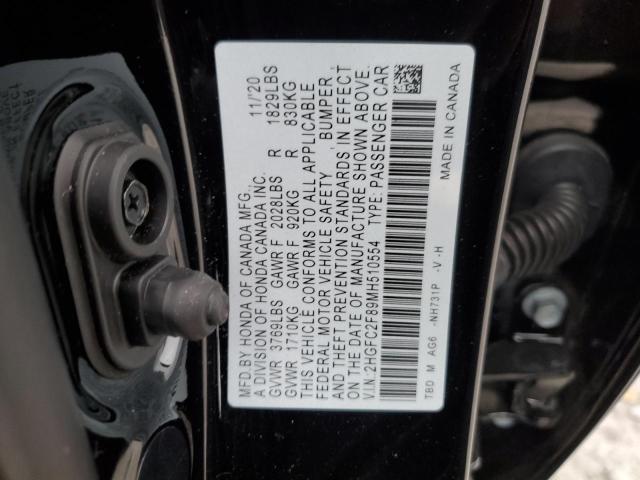 2HGFC2F89MH510554 - 2021 HONDA CIVIC SPORT 黑色 照片 12