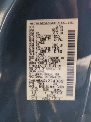 1N6BA06AX7N224389 - 2007 NISSAN TITAN XE ტალღისფერი ფოტო 12