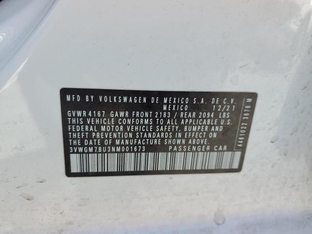 3VWGM7BU3NM001673 - 2022 VOLKSWAGEN JETTA SEL WHITE photo 12