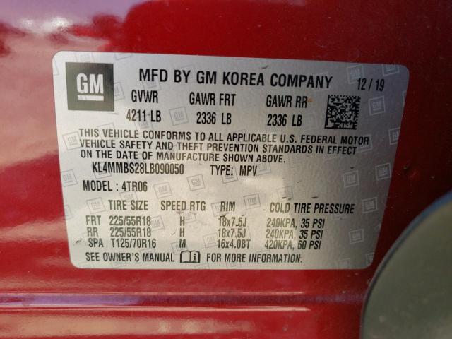 KL4MMBS28LB090050 - 2020 BUICK ENCORE GX PREFERRED RED photo 13