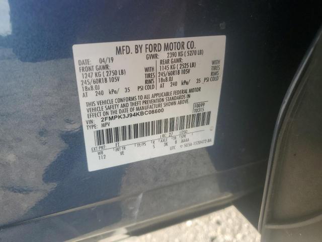 2FMPK3J94KBC08600 - 2019 FORD EDGE SEL 蓝色 照片 13