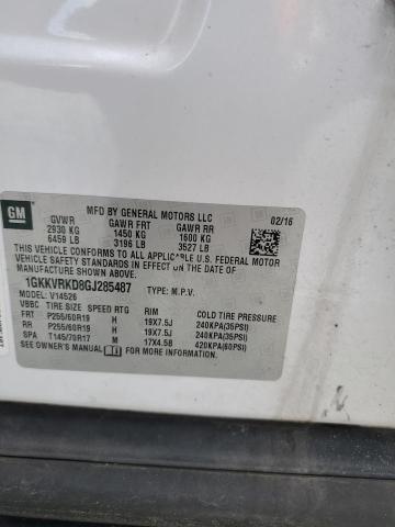 1GKKVRKD8GJ285487 - 2016 GMC ACADIA SLT-1 WHITE photo 14