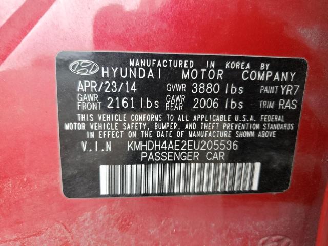 KMHDH4AE2EU205536 - 2014 HYUNDAI ELANTRA SE RED photo 12