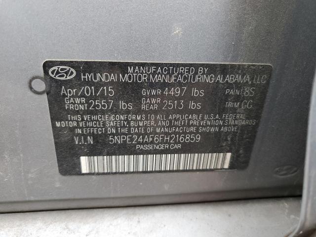 5NPE24AF6FH216859 - 2015 HYUNDAI SONATA SE SILVER photo 12