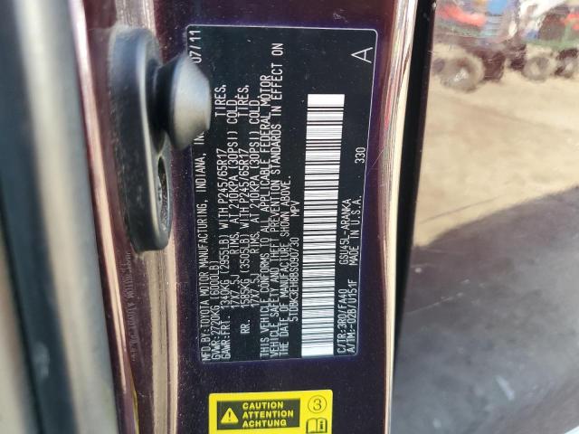5TDBK3EH8BS090730 - 2011 TOYOTA HIGHLANDER BASE Burgund zdjęcie 13