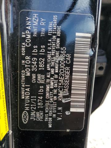 KMHCT5AE2CU007665 - 2012 HYUNDAI ACCENT GLS BLACK photo 12