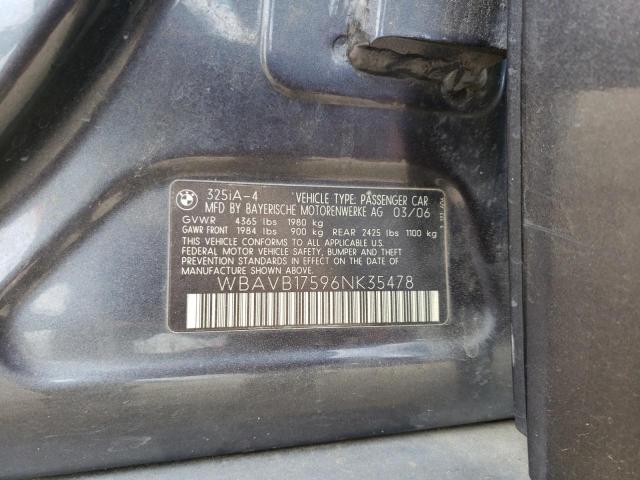 WBAVB17596NK35478 - 2006 BMW 325 I AUTOMATIC ნაცრისფერი ფოტო 12