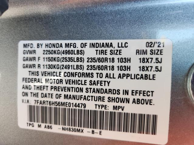 7FART6H56ME014479 - 2021 HONDA CR-V EX SILVER photo 13