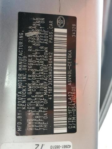 4T1BF3EK9AU040442 - 2010 TOYOTA CAMRY BASE ვერცხლისფერი ფოტო 12