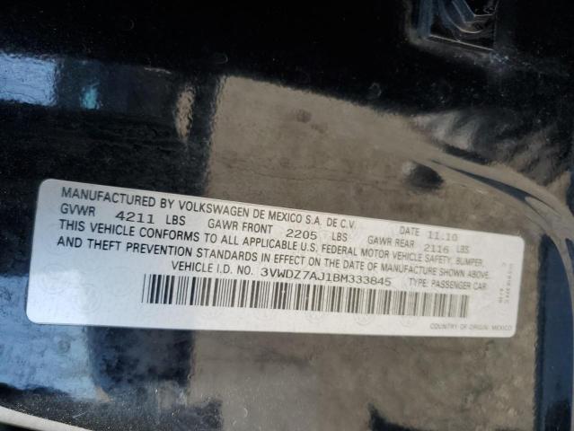 3VWDZ7AJ1BM333845 - 2011 VOLKSWAGEN JETTA SE 黑色 照片 12