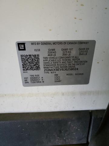 2GNAXSEV8J6258024 - 2018 CHEVROLET EQUINOX LT WHITE photo 13