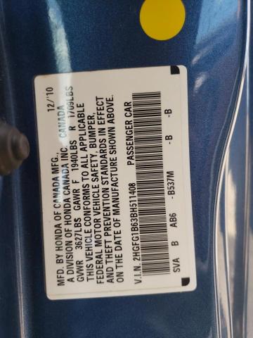 2HGFG1B63BH511408 - 2011 HONDA CIVIC LX 蓝色 照片 12