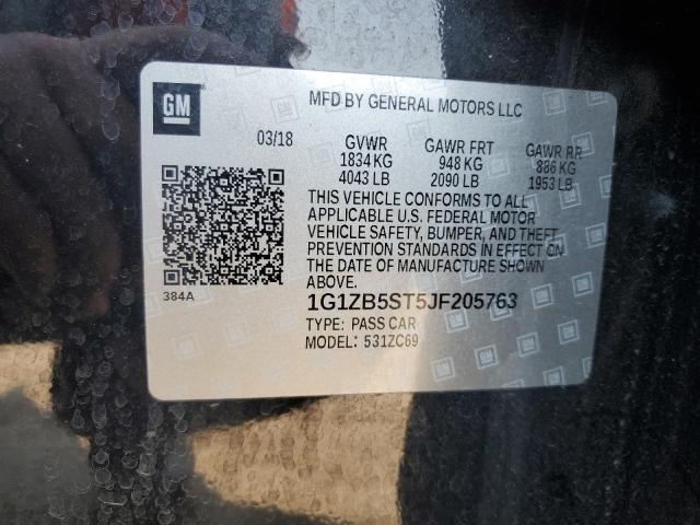 1G1ZB5ST5JF205763 - 2018 CHEVROLET MALIBU LS Negro foto 12