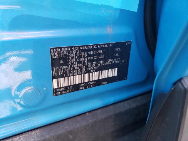 4T3RWRFV9LU001239 - 2020 TOYOTA RAV4 XLE BLUE photo 13