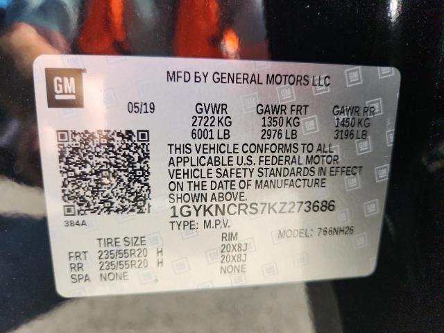 1GYKNCRS7KZ273686 - 2019 CADILLAC XT5 LUXURY 黑色 照片 12