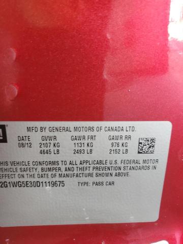 2G1WG5E30D1119675 - 2013 CHEVROLET IMPALA LT წითელი ფოტო 12