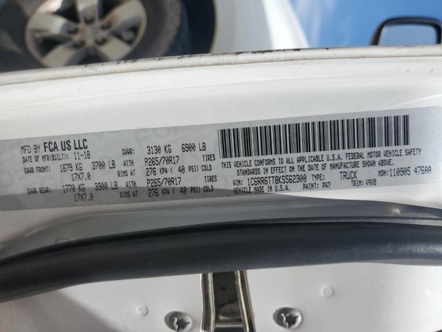 1C6RR6TT8KS562300 - 2019 RAM 1500 CLASS SLT Blanco foto 12