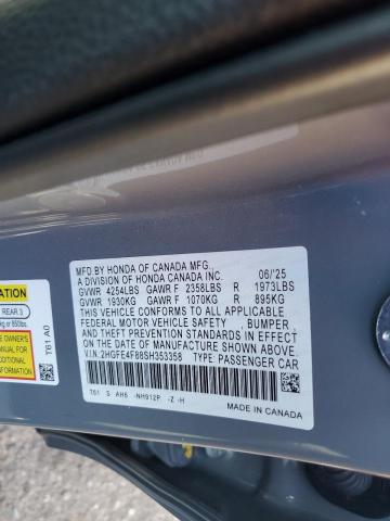 2HGFE4F88SH353358 - 2025 HONDA CIVIC SPORT Blau Foto 12