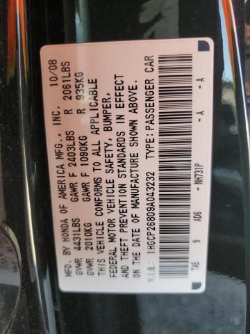 1HGCP26809A043232 - 2009 HONDA ACCORD EXL BLACK photo 12