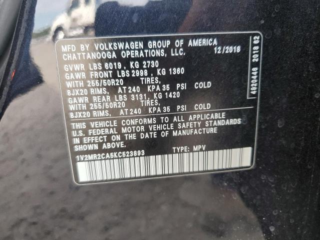 1V2MR2CA5KC523893 - 2019 VOLKSWAGEN ATLAS SEL Noir photo 13