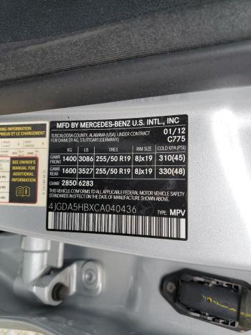 4JGDA5HBXCA040436 - 2012 MERCEDES-BENZ ML 350 4MATIC SILVER photo 13