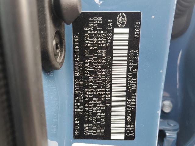 4T1G11AK3RU227170 - 2024 TOYOTA CAMRY SE NIGHT SHADE BLUE photo 13