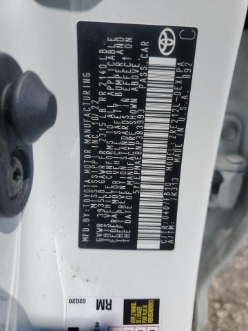 5YFEPMAE8NP383993 - 2022 TOYOTA COROLLA LE 白色 照片 12