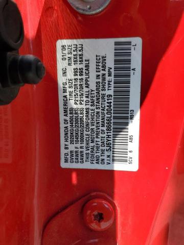 5J6YH18666L004419 - 2006 HONDA ELEMENT EX RED photo 12