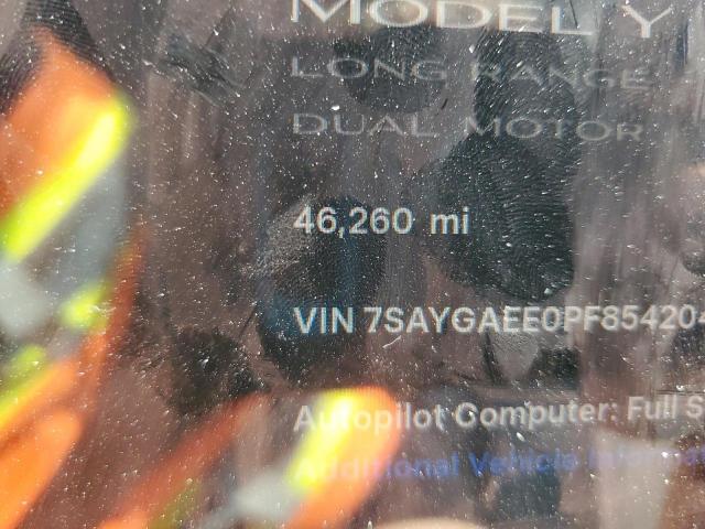 7SAYGAEE0PF854204 - 2023 TESLA MODEL Y Grafitowy zdjęcie 9