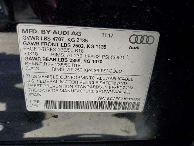 WA1BCCFS2JR018050 - 2018 AUDI Q3 PREMIUM BLACK photo 12