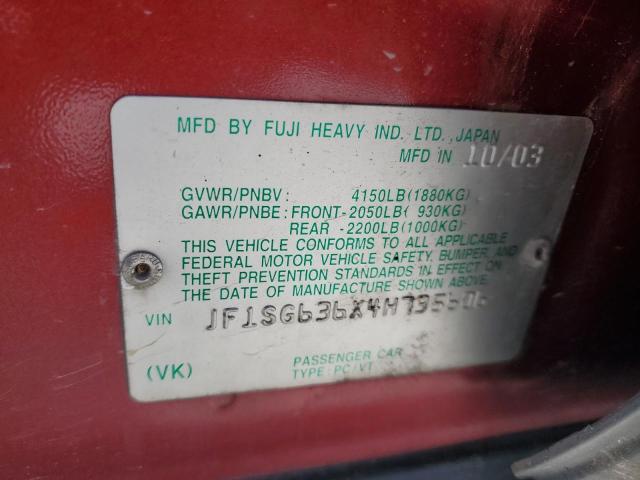 JF1SG636X4H735606 - 2004 SUBARU FORESTER 2.5X RED photo 13