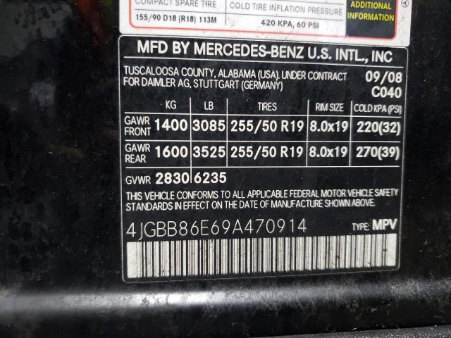 4JGBB86E69A470914 - 2009 MERCEDES-BENZ ML 350 Qara foto 13