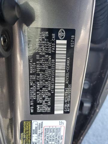 4T1BE32K45U522538 - 2005 TOYOTA CAMRY LE GRAY photo 12