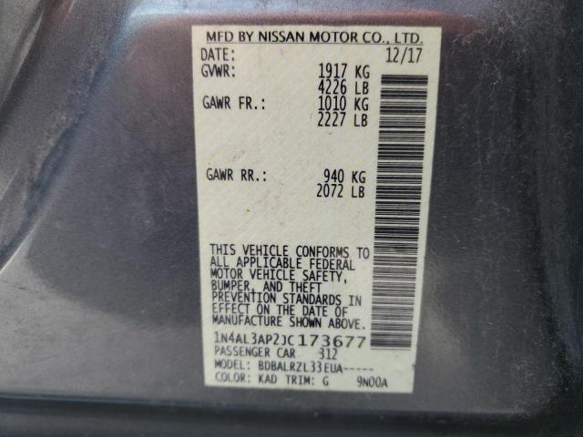 1N4AL3AP2JC173677 - 2018 NISSAN ALTIMA 2.5 رمادي صورة 12