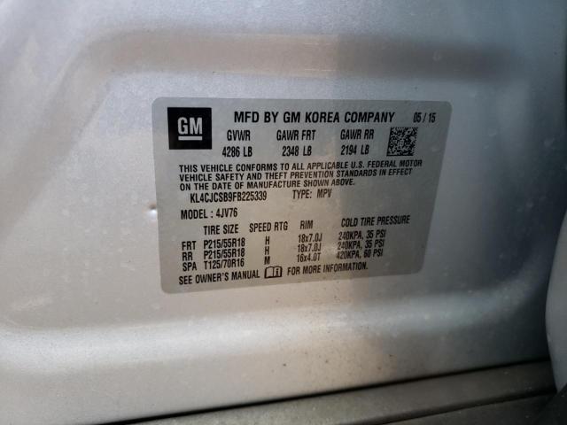 KL4CJCSB9FB225339 - 2015 BUICK ENCORE SILVER photo 13