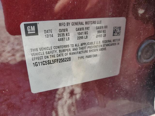 1G11C5SL5FF256228 - 2015 CHEVROLET MALIBU 1LT RED photo 12