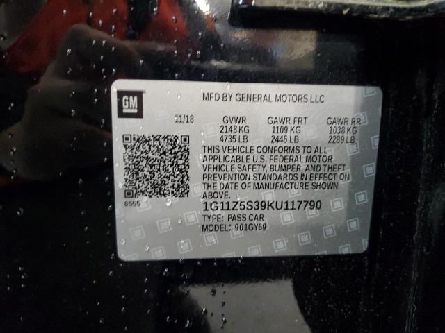 1G11Z5S39KU117790 - 2019 CHEVROLET IMPALA LT BLACK photo 13