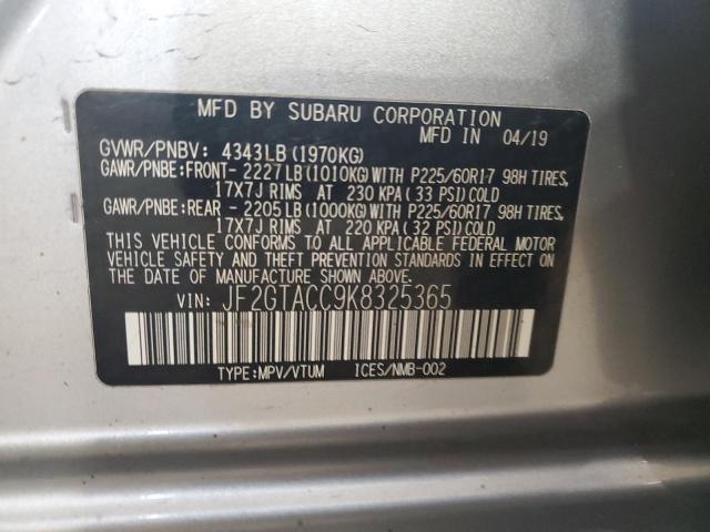 JF2GTACC9K8325365 - 2019 SUBARU CROSSTREK PREMIUM Silber Foto 14