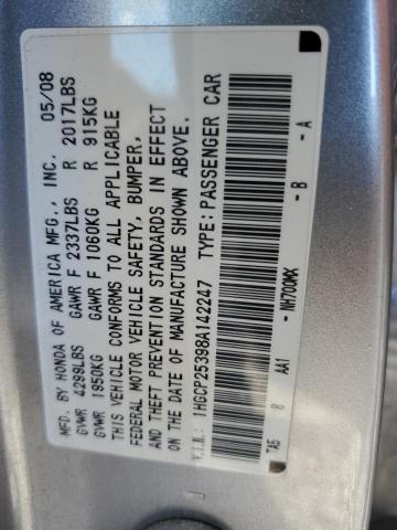 1HGCP25398A142247 - 2008 HONDA ACCORD LX SILVER photo 12