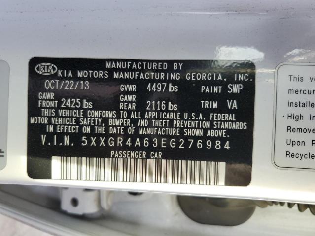 5XXGR4A63EG276984 - 2014 KIA OPTIMA SX WHITE photo 12