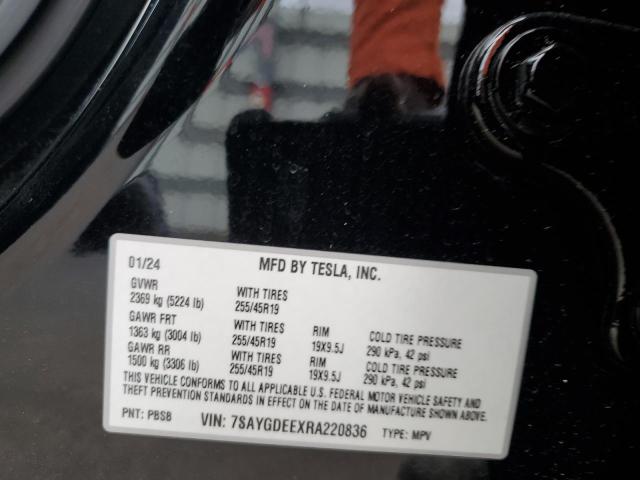 7SAYGDEEXRA220836 - 2024 TESLA MODEL Y Սև լուսանկար 13