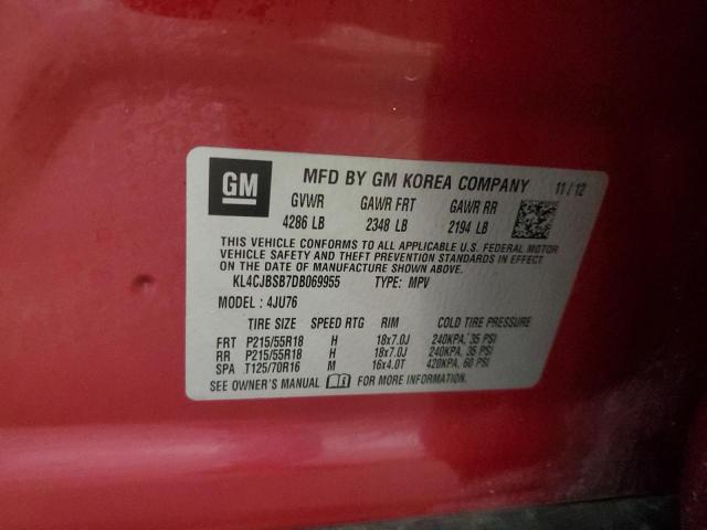 KL4CJBSB7DB069955 - 2013 BUICK ENCORE CONVENIENCE Qırmızı foto 13