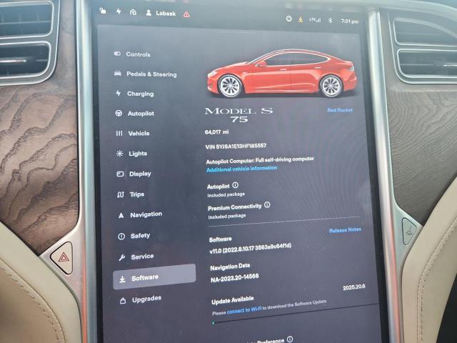 5YJSA1E13HF185557 - 2017 TESLA MODEL S Красный фото 9