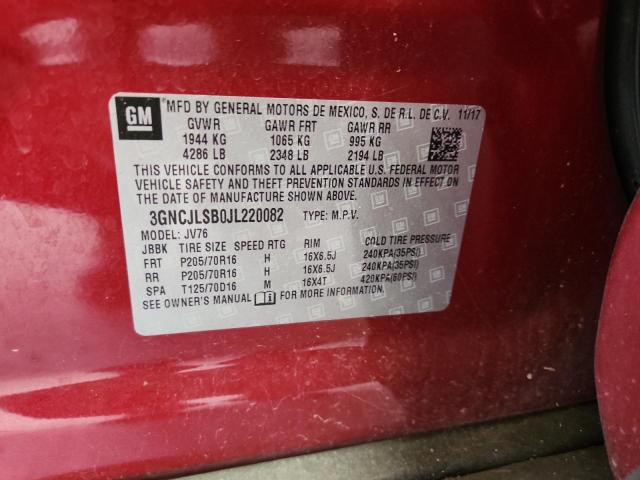 3GNCJLSB0JL220082 - 2018 CHEVROLET TRAX 1LT 栗色 照片 14