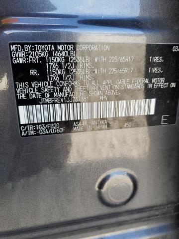 JTMBFREV1JJ737381 - 2018 TOYOTA RAV4 LE CHARCOAL photo 12