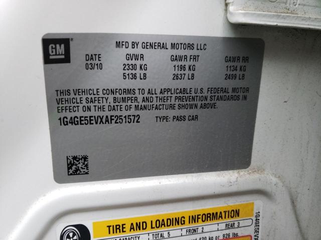 1G4GE5EVXAF251572 - 2010 BUICK LACROSSE CXS WHITE photo 12